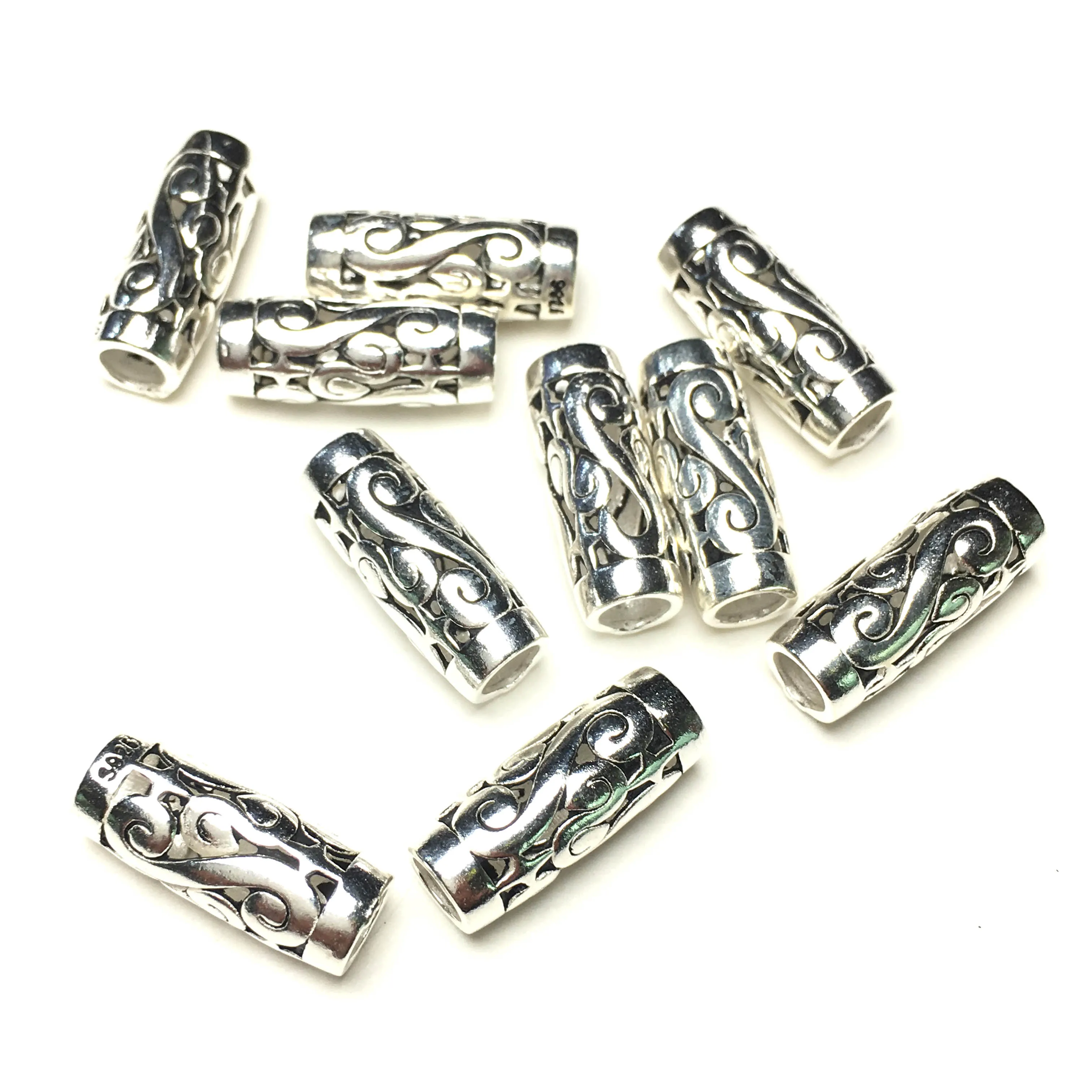 

6x17mm10pcs 925 Sterling Silver Findings Loose Spacer Beads for Jewelry Making Tube Charms DIY Bracelet Necklace Accessories