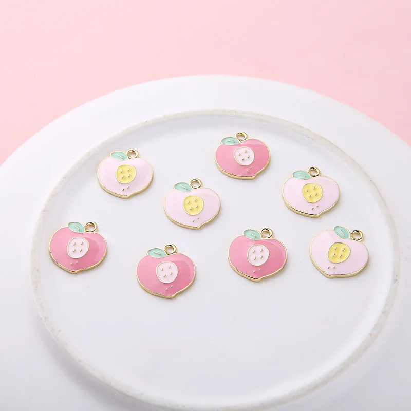 6 шт. японские милые серьги в виде кота персика сплав подвеска капли масла сделай