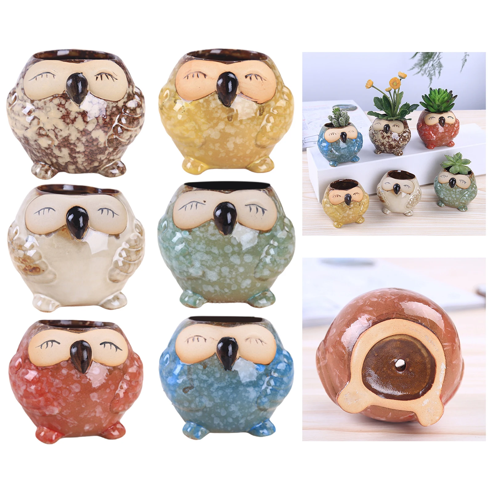 

6 шт. милый цветной глазурь керамика маленький цветочный горшок декорация для стола