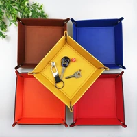 storage box tray square pu leather foldable storage tray key wallet coin storage box creative collapsible rolling board game