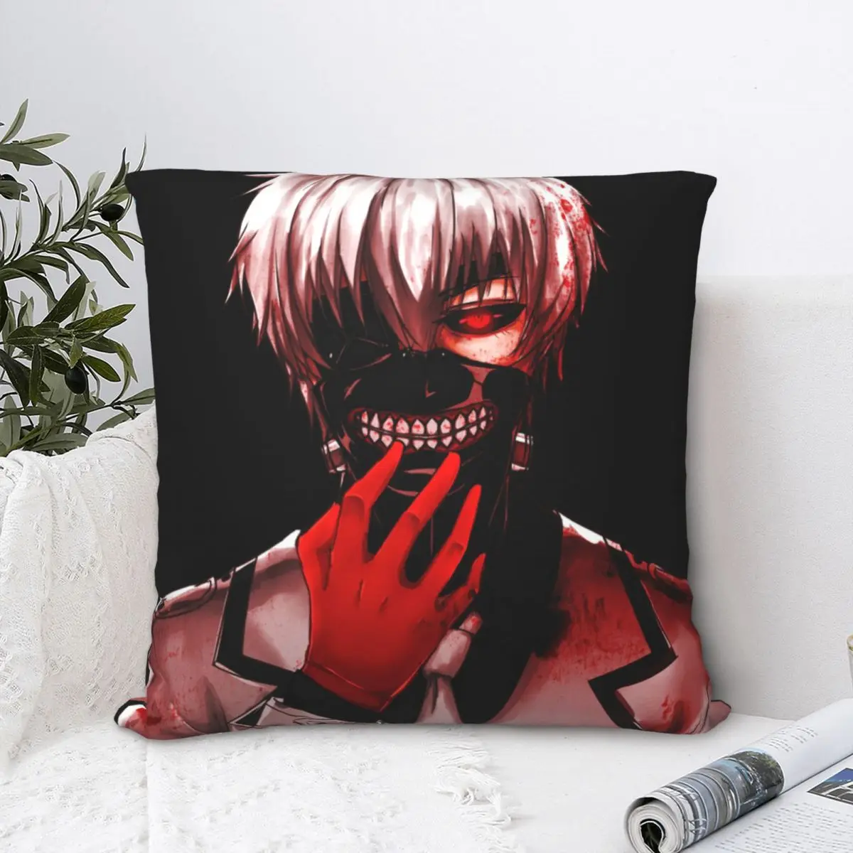

Cool Throw Pillow Case Tokyo Ghoul Ken Kaneki Fantasy Manga Cushion For Home Sofa Chair Decorative Hug Pillowcase
