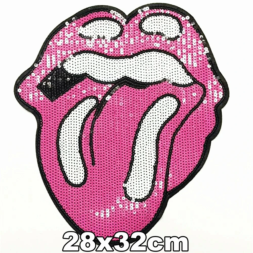 

Apparel large embroidery big lip mouth patches for clothing AM-3386