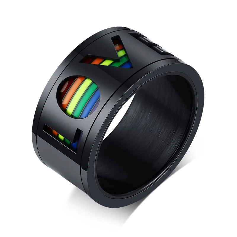 Rainbow LGBT Gay Pride Stainless Steel Rings Love Spinner Fashion Rotatable Ring Jewelry for Men women Lover | Украшения и