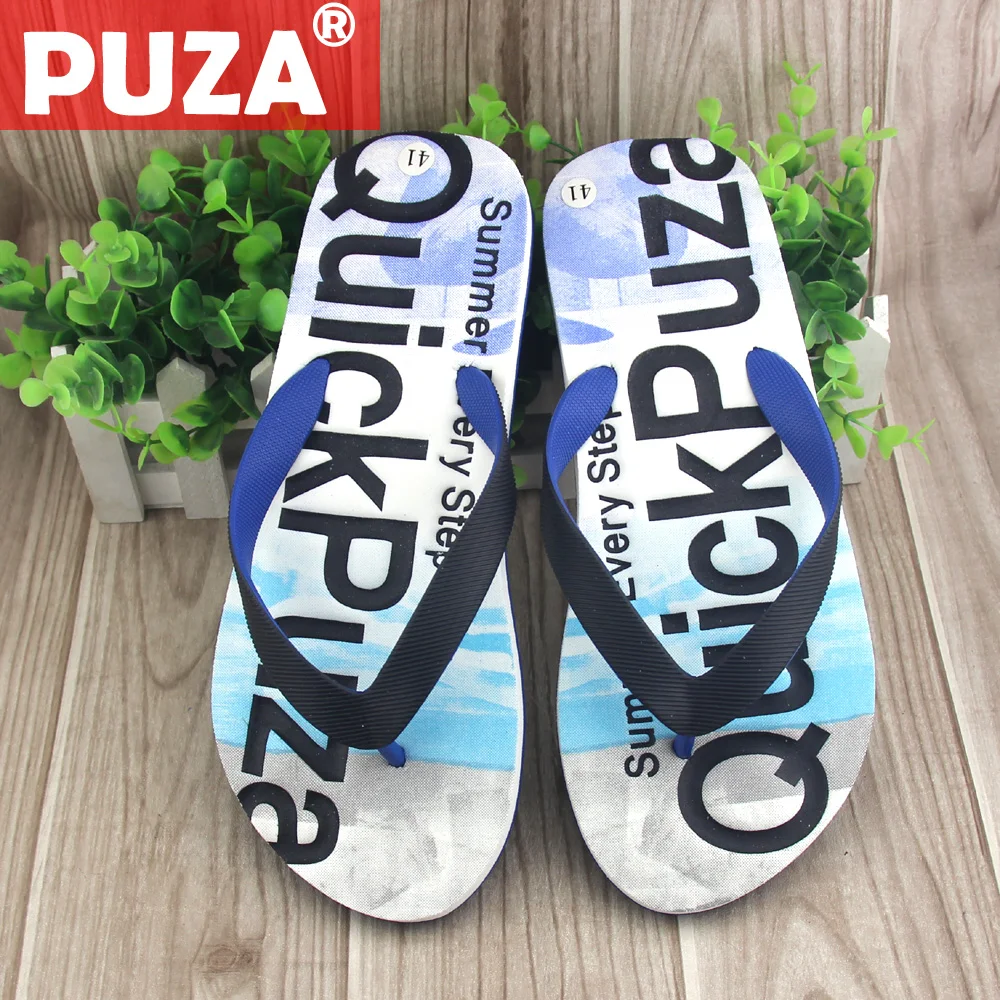 PUZA/Новинка мужские летние пляжные вьетнамки на плоской подошве Нескользящие