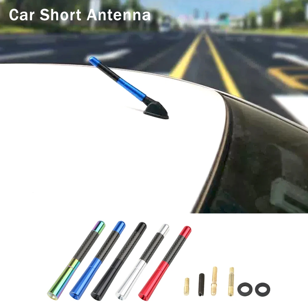 

12cm Stubby Mast Car Roof Antenna Enhanced Signal Carbon Fiber Screw MetalCar Radio Aerial Antenna Accessories