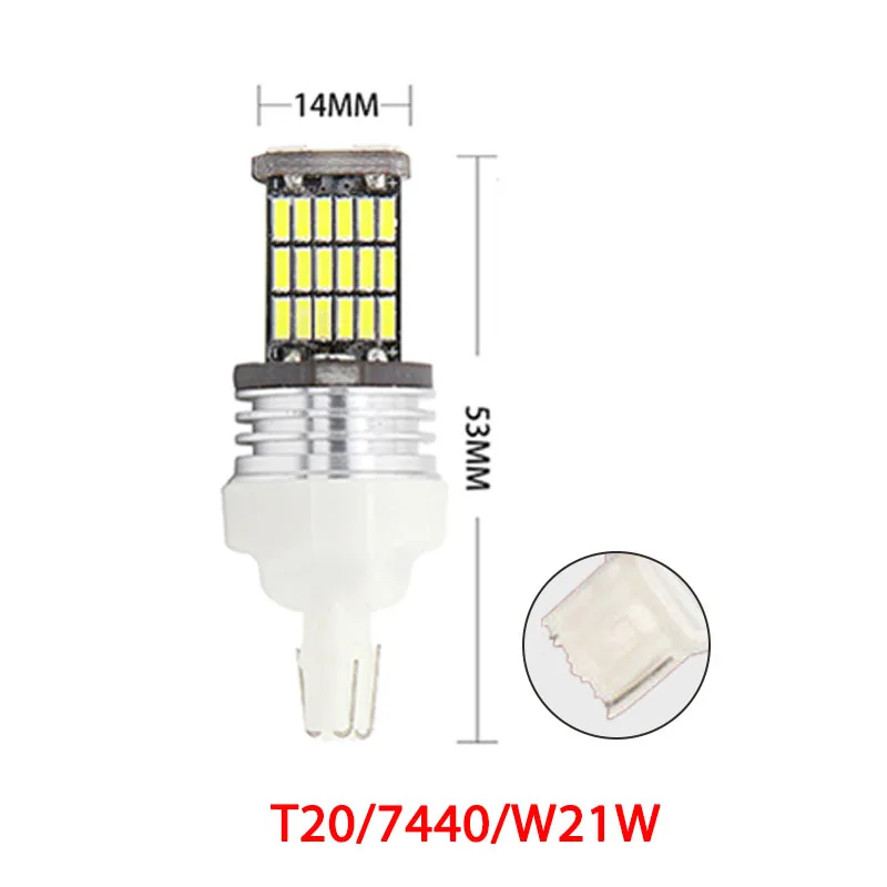 2 шт. автомобиля 1157 BAY15D p21/5 Вт 1156 BA15S T20 W21W T15 T25 3156 3157 4014led 45 SMD вело высокий автоматический поворот Стоп Хвост светильник - Испускаемый цвет: T20 7440