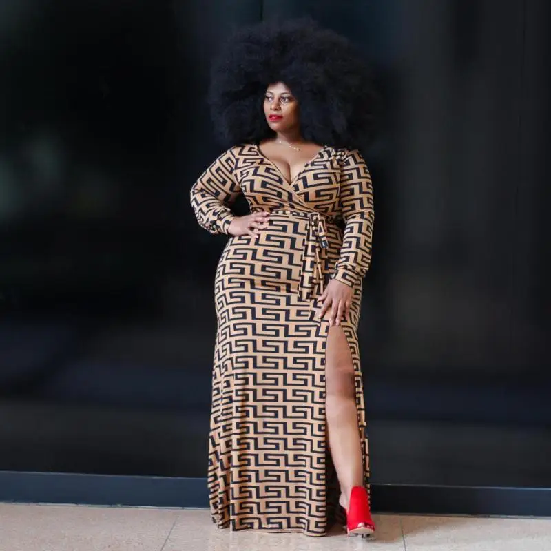 Новое Осеннее и зимнее женское сексуальное платье большого размера с v-образным