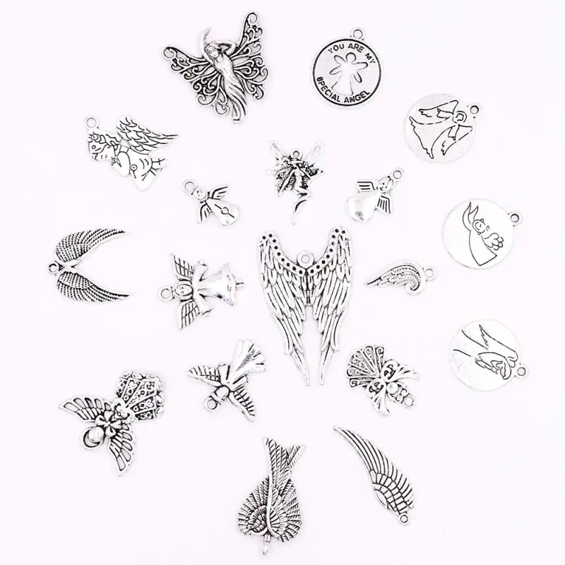 10 шт. серебристого цвета металлические подвески Крылья ангела для ювелирных
