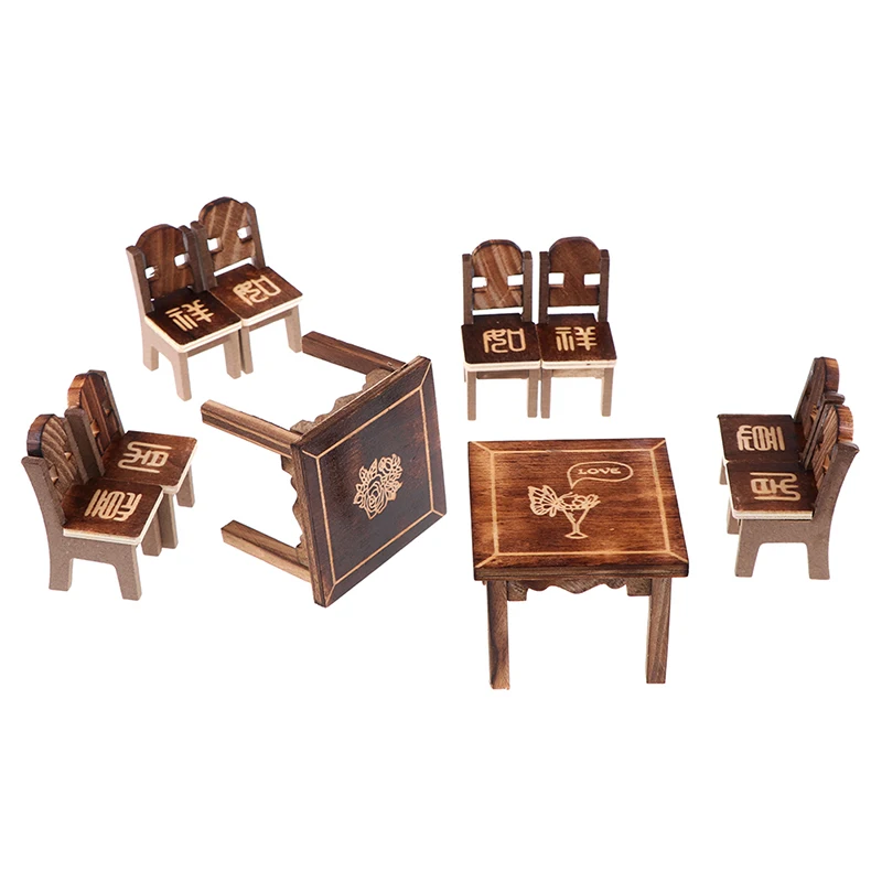 Набор миниатюрных деревянных стульев для кукольного домика 5 шт. |