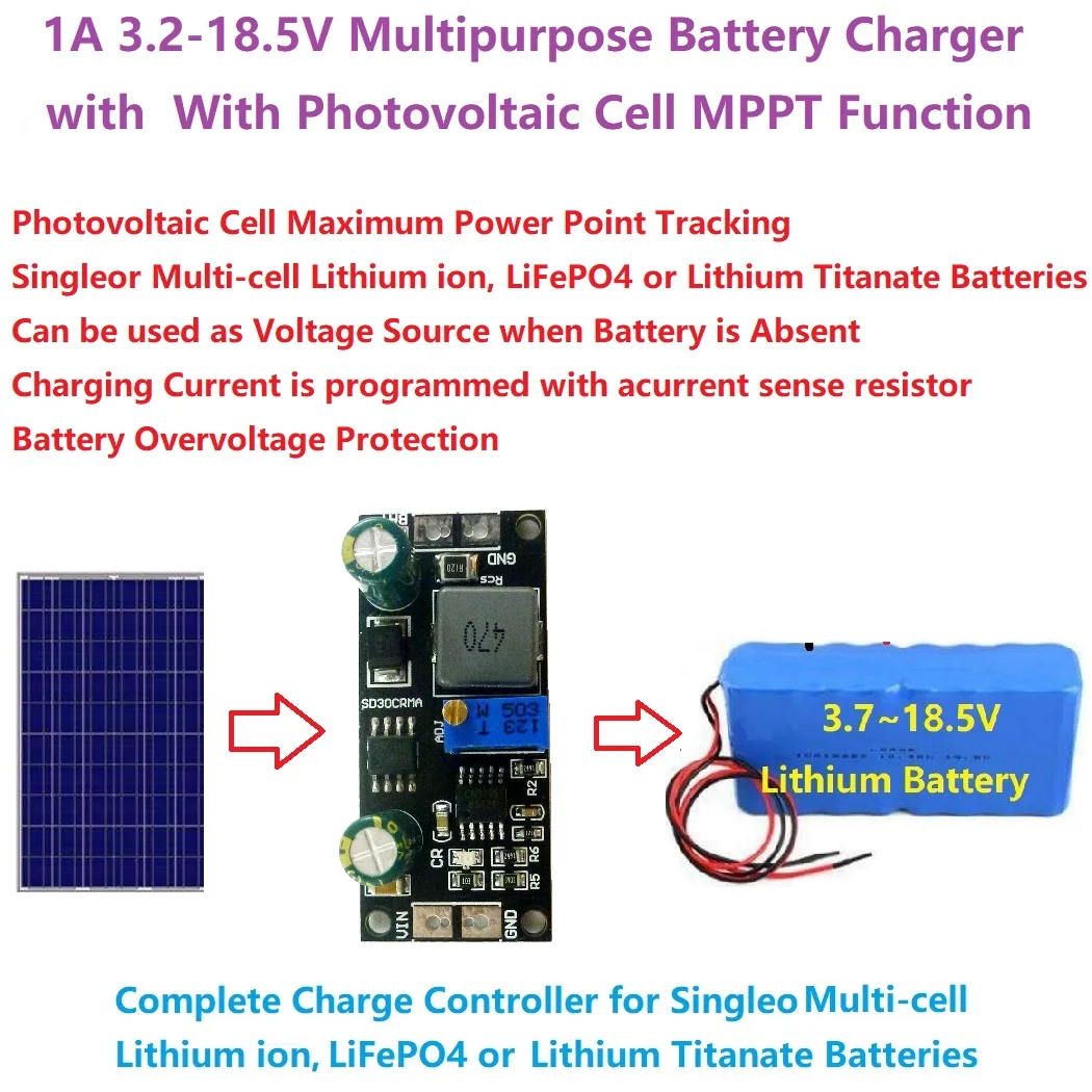 

MPPT Солнечный контроллер 1A 3,2 V 3,7 V 3,8 V 7,4 V 11,1 V 14,8 V литий-ионный LiFePO4 титанат батарея зарядное устройство