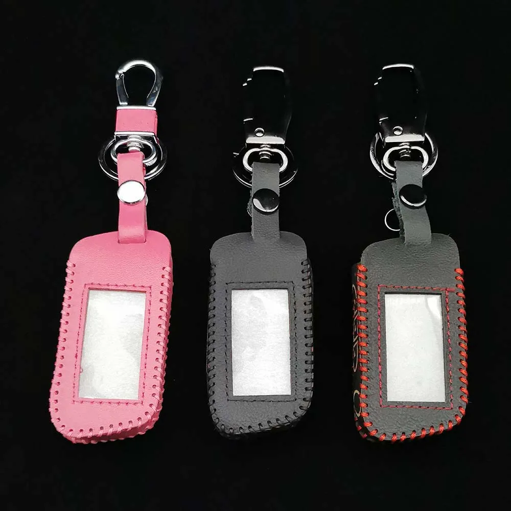 

2021 Latest 100% Leather Key Case For Starline A93 A63 Car Alarm Remote Controller LCD Keychain Cover