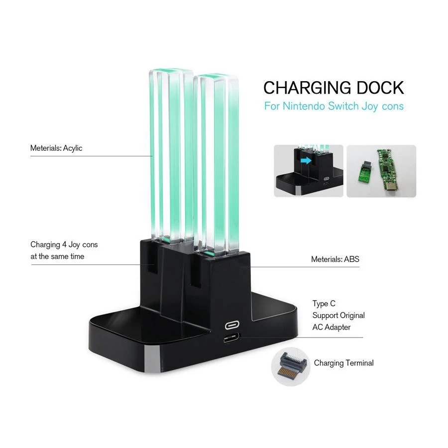 4 in 1 Controller Charger For Nintend Switch Joy con Controllers Charging Cradle Dock Station LED indication Stand | Электроника