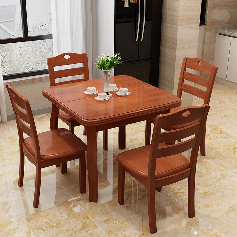 Современный раздвижной квадратный стол из цельной древесины|Обеденные столы| |