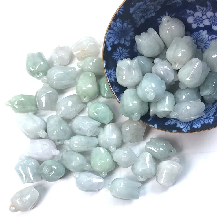 Wholesale Chinese Natural Green Jade Jadeite Flower Loose Bead free shipping | Украшения и аксессуары