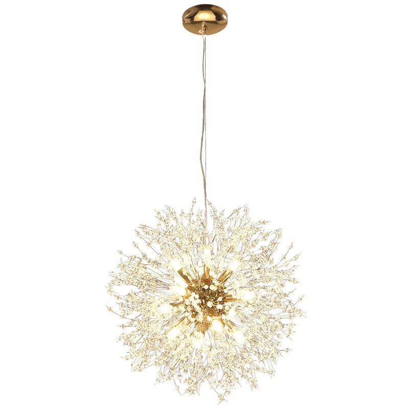 

Hot Dandelion Crystal Chandelier Light G9 Nordic Cristal Bursts Globe Pendant Hanging Lamp Art Deco for Living Room Bedroom Home