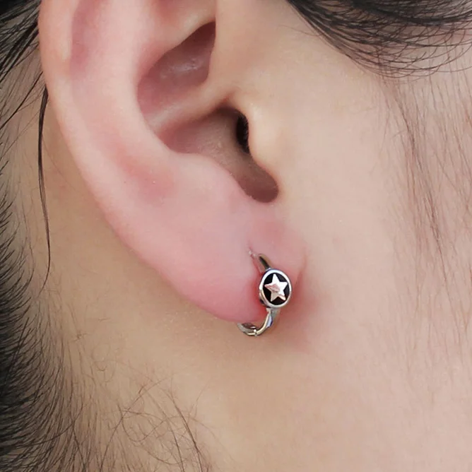 Trusta 100% 925 Sterling Silver Hoop Geometric Black Star Ear Cuff Clip Earrings For Women Piercing Fashion Jewelry DS1529 | Украшения и
