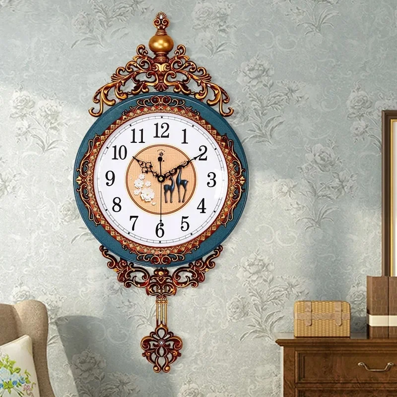 

Home Decor Modern Pendulum Wall Clock Vintage Round Wall Clock Quartz Silent Metal Wall Clock Nordic Design Duvar Saati