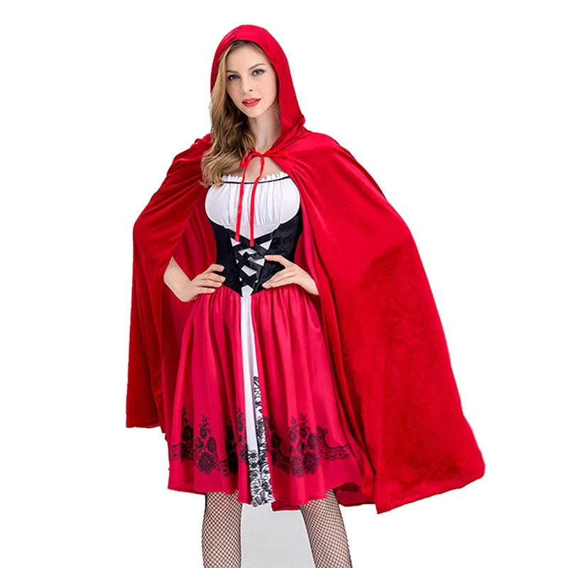 

Little Red Riding Hood Costume Adult Cosplay Dress Cape Cap Sets Party Little Red Riding Hood Nightclub Queen Service Wear