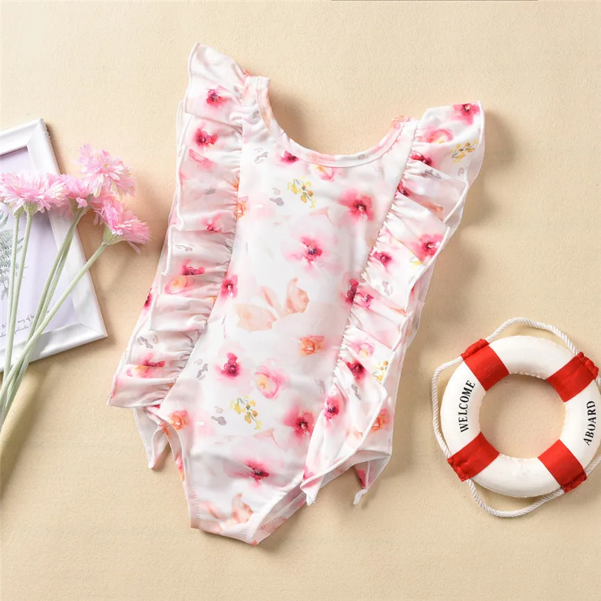 Детское бикини с цветами Модный милый купальник для маленьких девочек красивый