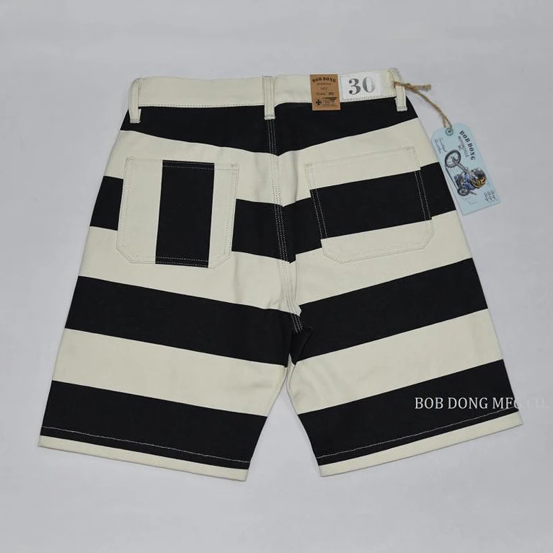 Cozyroom Vintage Prisoner Style 22138 Print Shorts 16oz Motorcycle Striped Pants