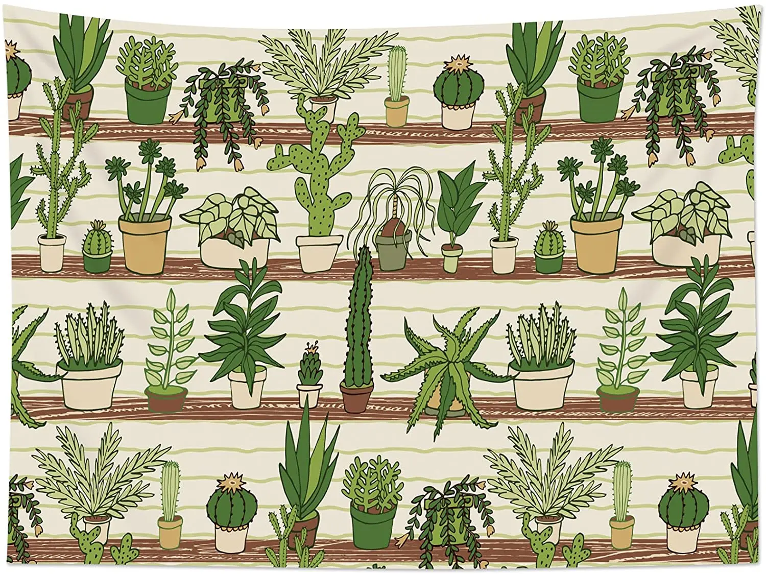 

Гобелен с кактусами, тропические пустынные суккуленты, растения на деревянной полке, Настенное подвесное одеяло, акварельные ботанические ...