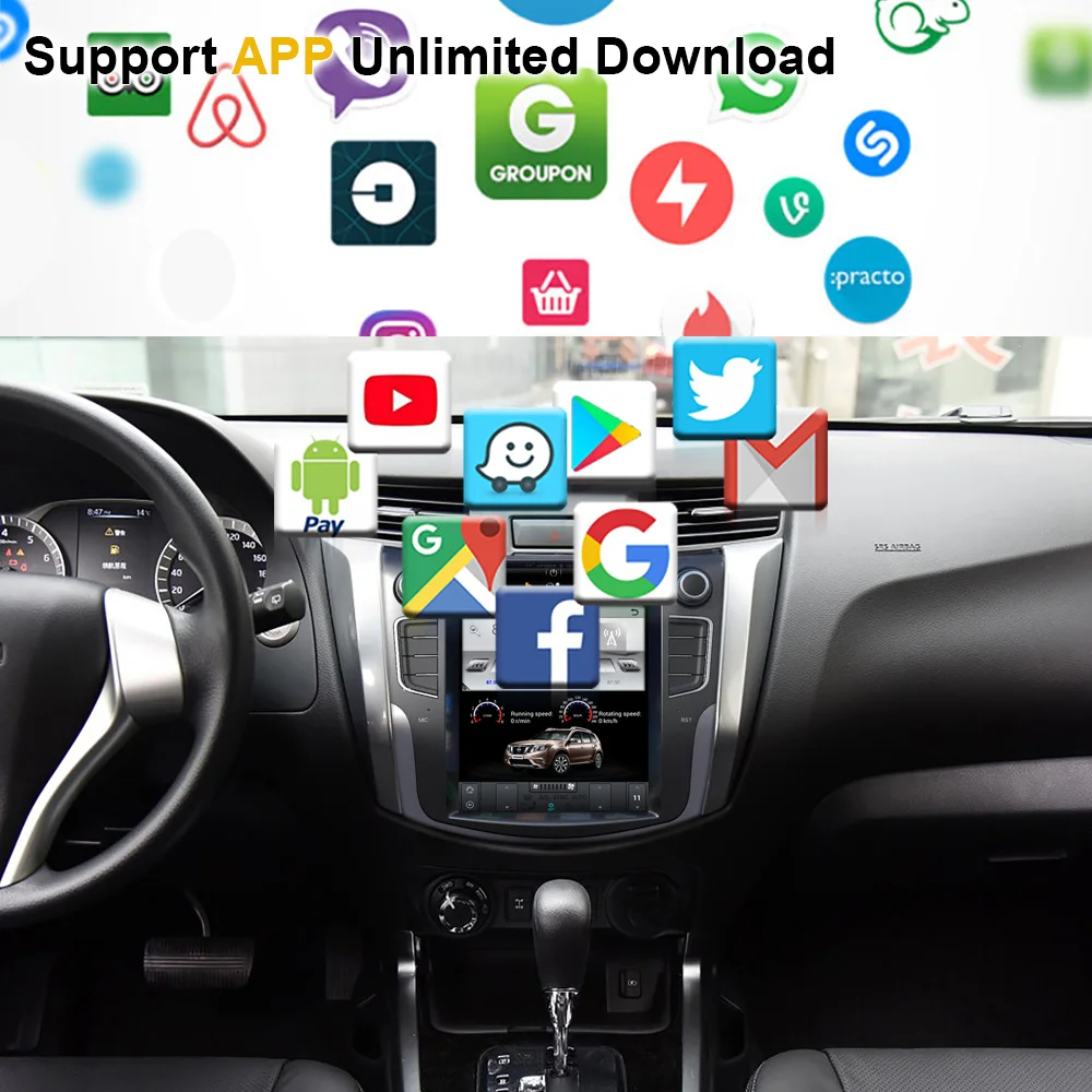Вертикальный Автомобильный GPS-навигатор в стиле Tesla Android 9 0 для NISSAN NAVARA 2014-/NP300