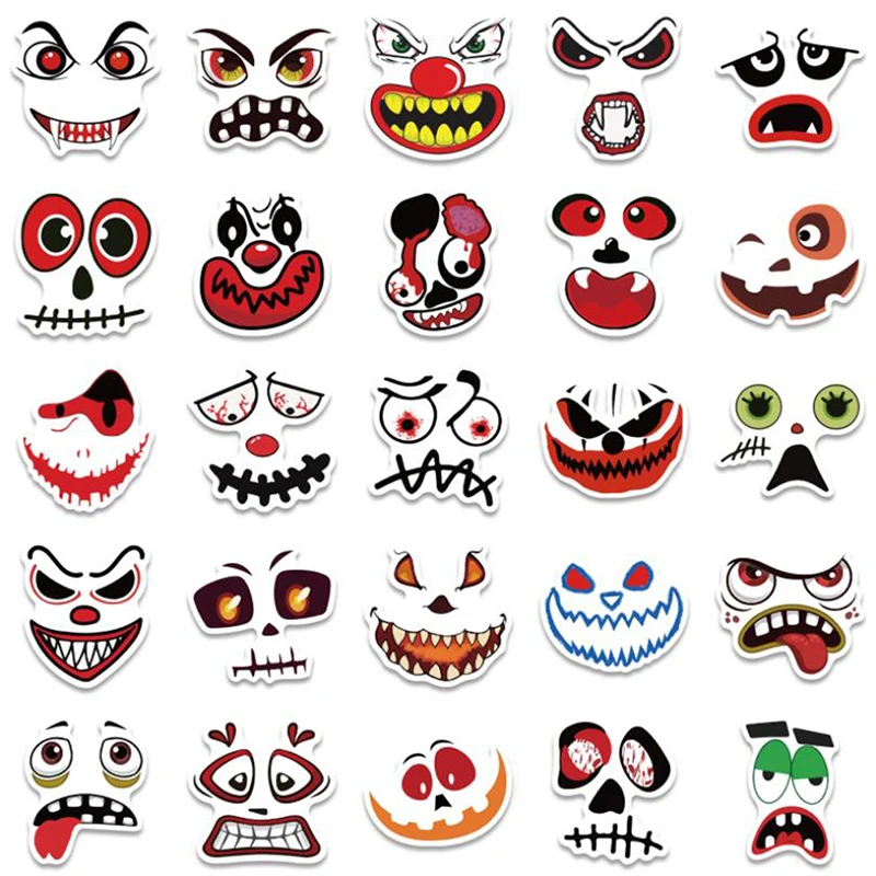 

50 PCS Halloween Stickers Motorcycle Anime Sticker For Boys Laptop Funny Graffiti Stickers Mix Retro Waterproof