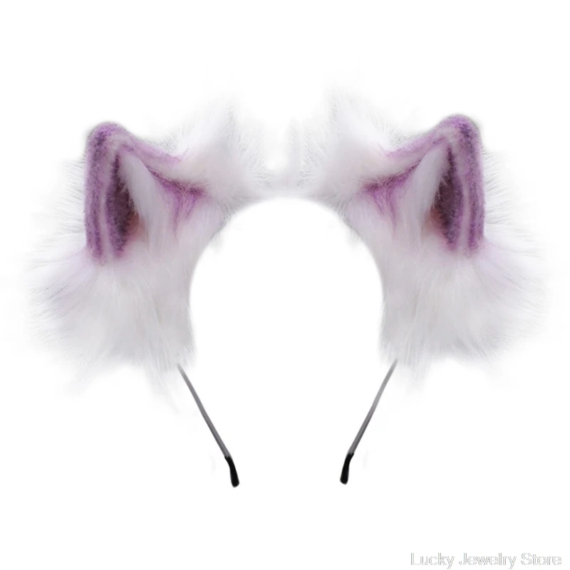 

Furry Bendable Cat Ears Headband Cute Flurry Plush Simulation Animal Cosplay Hair Hoop Japanese Kawaii Lolita Headpiece M24 21