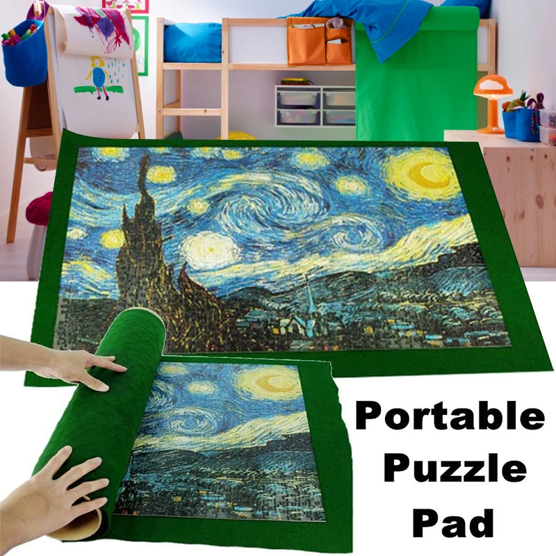 

32*22inch Durable Jigsaw Puzzle Roll Mat Portable Travel Storage Bag Kids Play Puzzle Blanket Can Contain 1000 Puzzles