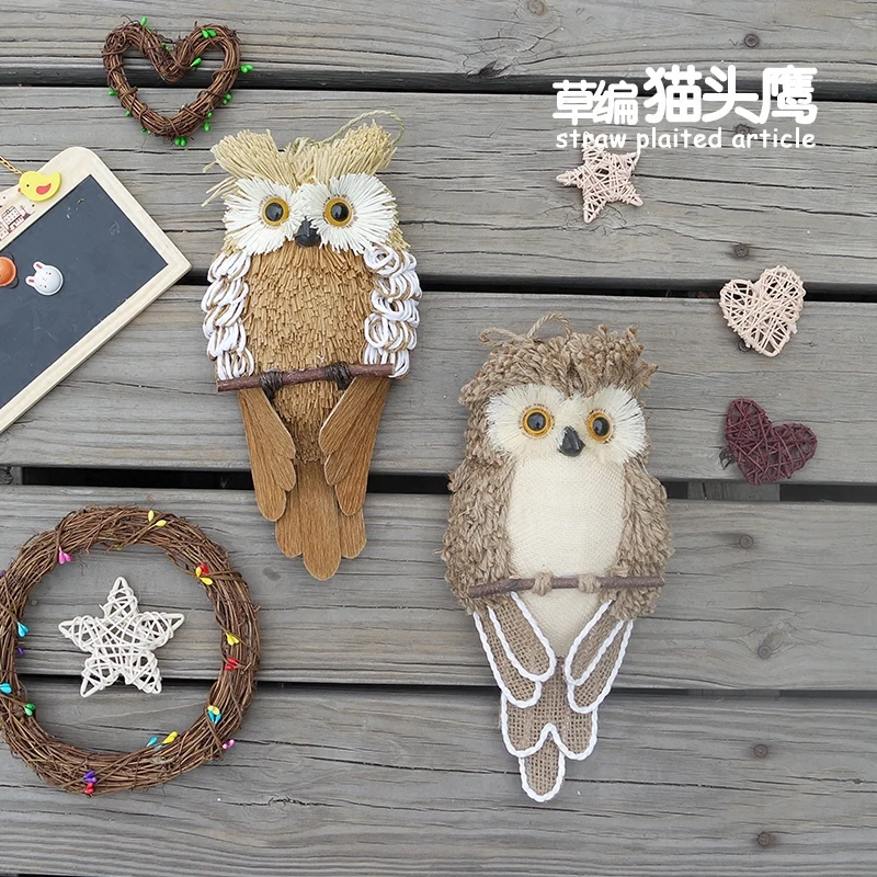 Соломенная сова украшение для сада леса подвеска соломенная Имитация животных