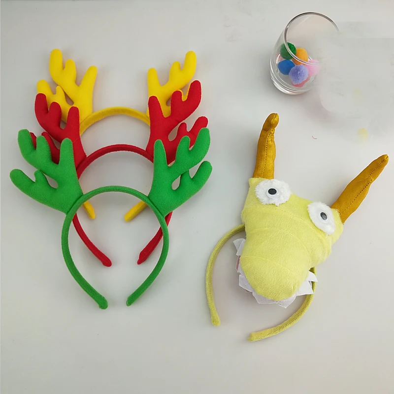 Красный зеленый олень Олень Рога головная повязка реквизит для косплея