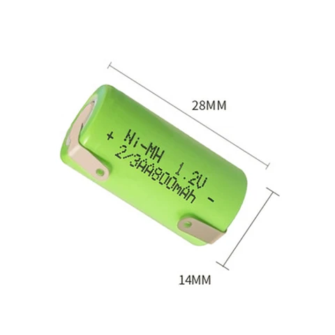 Перезаряжаемая батарея Ni-MH 2/3AA 1,2 в 800 мАч с никелевым листом для микротокового тонизирующего устройства для лица Nuface
