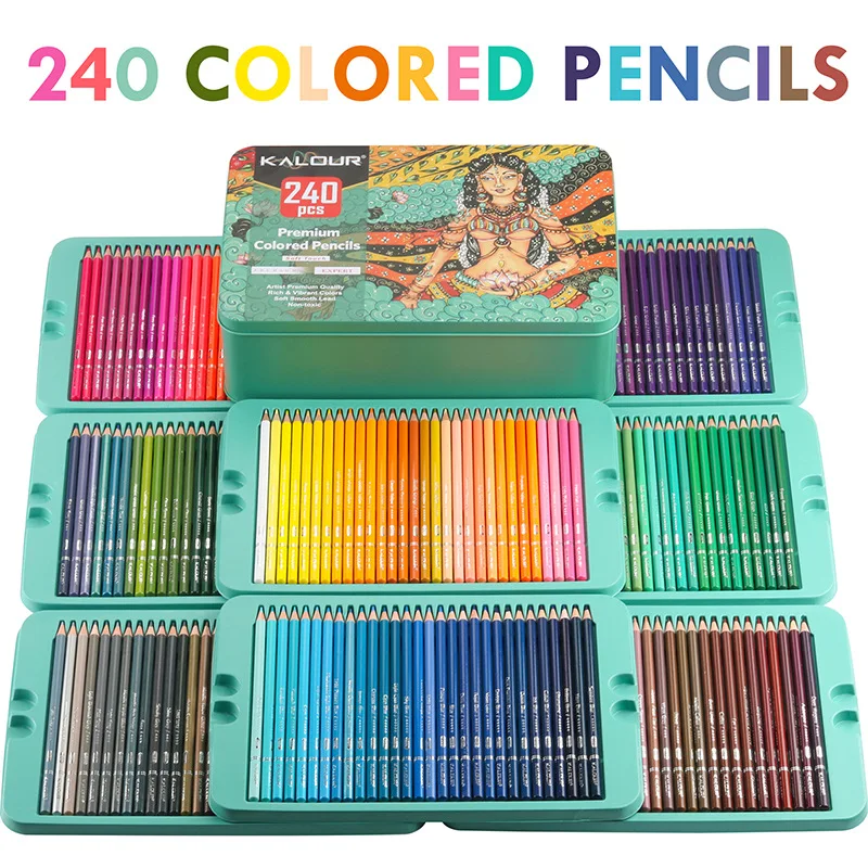 Multicolour 240 Colors Professional Oil Colored Pencil Iron 