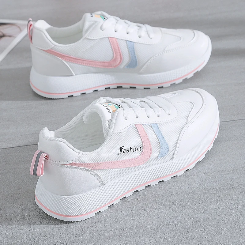 

Spring Summer Women Vulcanized Shoes Breathable Light Comfortable White Shoes Student Fashion Mesh Platform Shoes