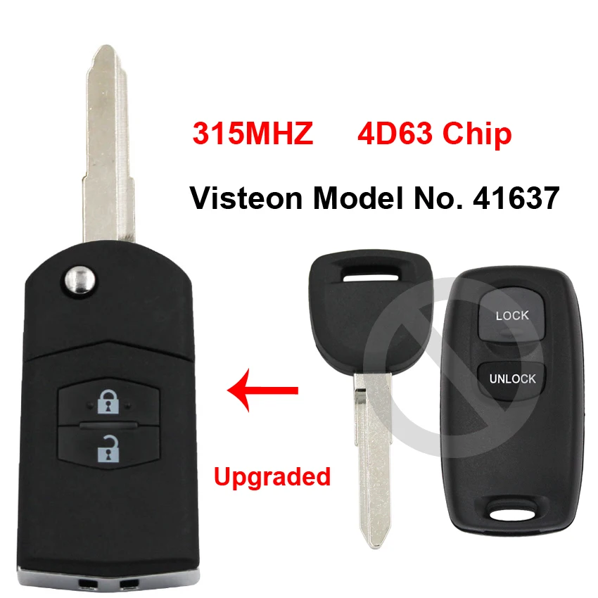 Обновленный Складной флип чип 315 МГц 4D63 с 2 кнопками для Visteon модель № 41637