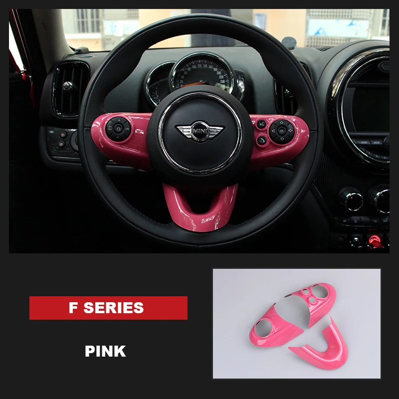 pink 3 шт. для MINI COOPER F54 F55 F56 F60 Countryman, Clubman рулевая панель мультимедийная Кнопка стикер Наклейка Обложка стикер чехол - Название цвета: pink