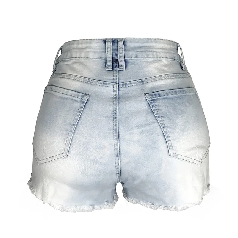 

DenimColab High Waist Vintage Denim Shorts Women Elastic Ripped Pencil Pants Ladies Tassel Summer Casual Short Hots Jeans 2021