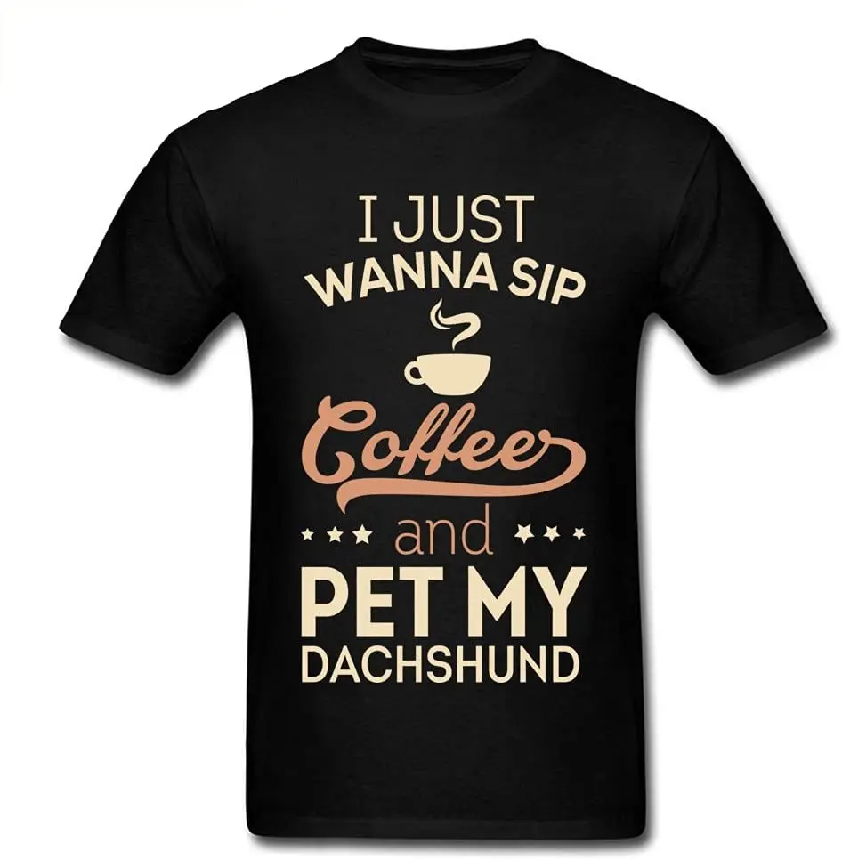 

Tops Shirts Funny Mens Coffee & Pet Dachshund Clothes Men