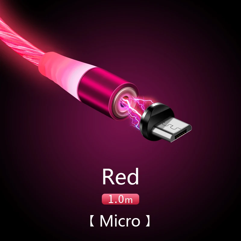 Высококачественный Магнитный кабель Micro usb type C для iPhone Lighting Cable 1 м провод для быстрого заряда type-C Магнитный зарядный кабель для телефона - Цвет: For Micro Usb (Red)