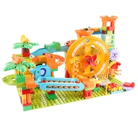 283pcs special marbe race run turnable gear wheels large size building blocks parts metal piano elephant slide crocodile tunnel