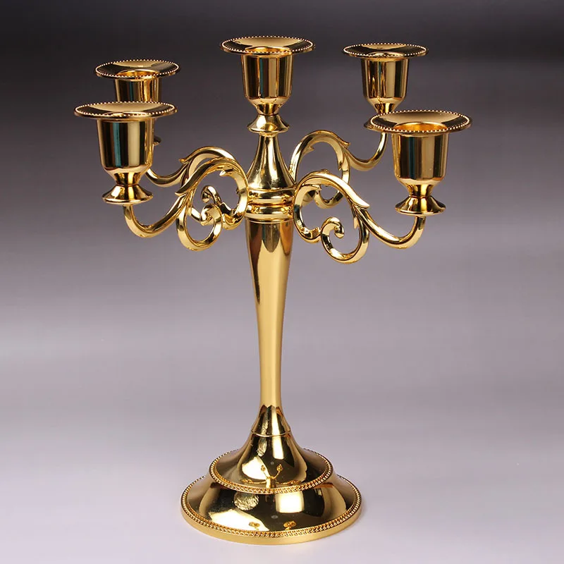 

Hot Metal Silver/Gold Plated Candle Holders 7-Arms Stand Zinc Alloy High Quality Pillar For Wedding Portavelas Candelabra