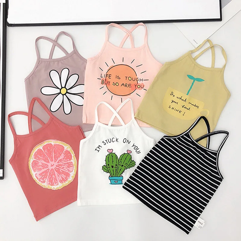 Chifuna летняя одежда футболки без рукавов для девочек детская мультяшный принт