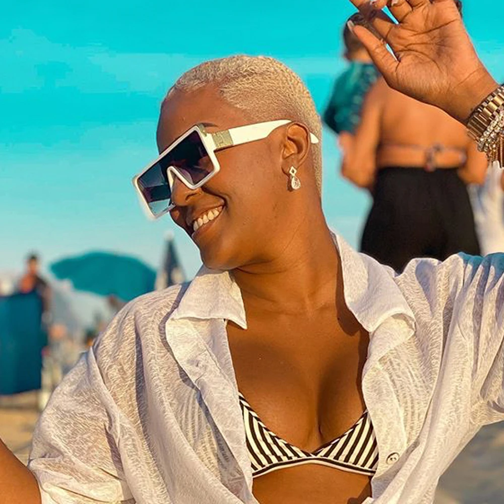 Большие цельные Квадратные Солнцезащитные очки для женщин 2020 роскошный бренд