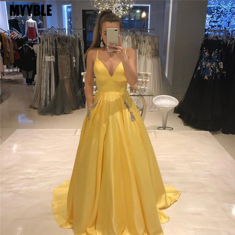 Коллекция 2020 года простое длинное платье для выпускного вечера с v образным