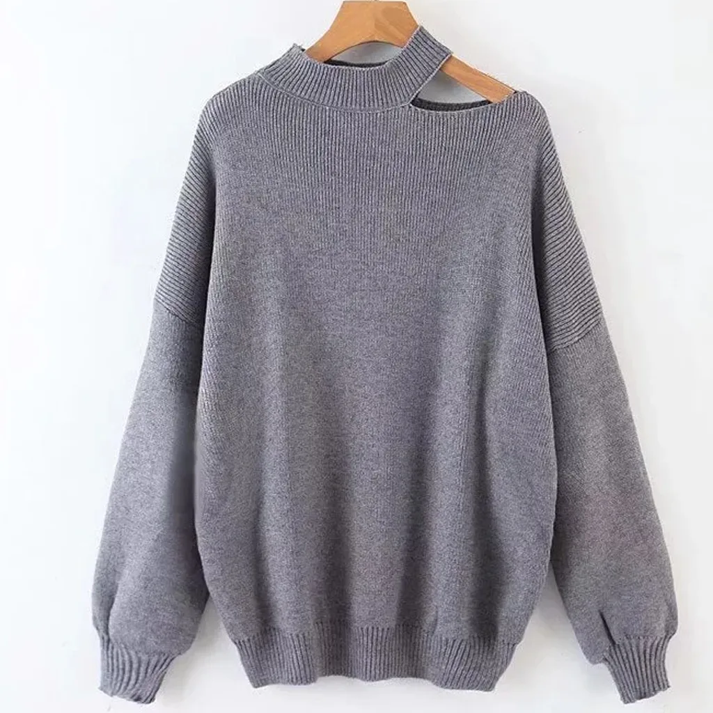 Размера плюс Холтер голые плечи вязаный офисный женский зимний осенний