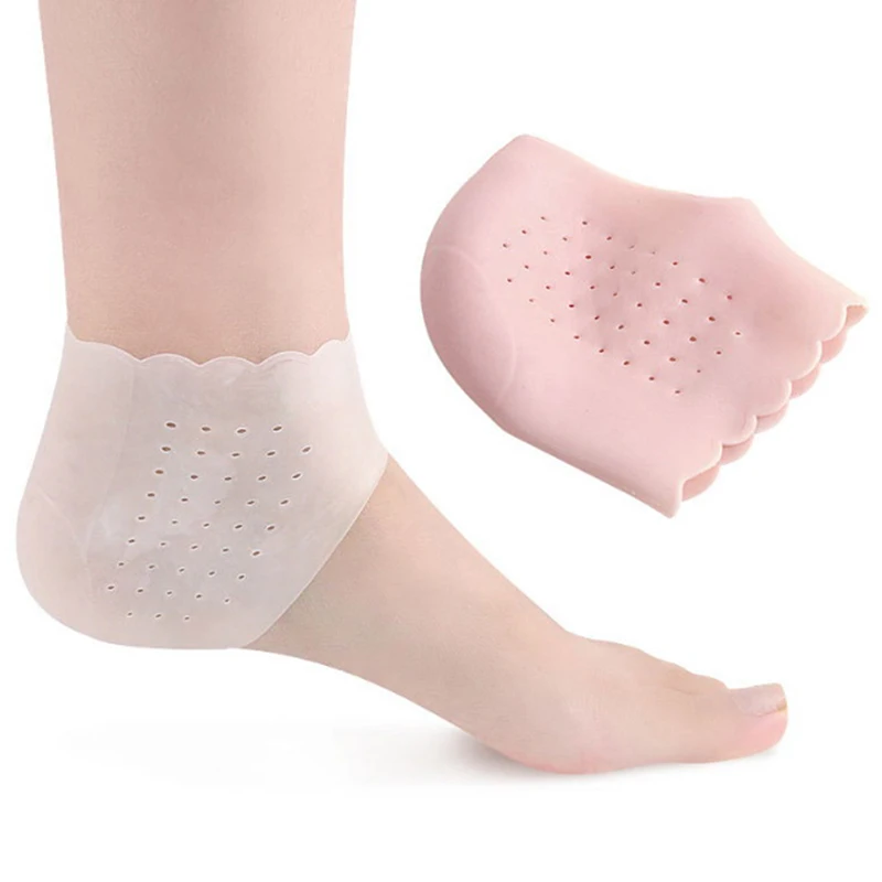 

2Pcs Silicone Feet Care Socks Moisturizing Gel Heel Thin Socks With Hole Cracked Foot Skin Care Protectors Lace Heel Cover Tool
