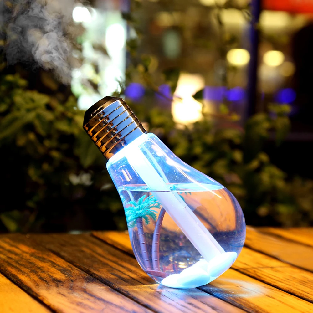 

Bulb Humidifier 400ml USB Air Humidifier Colorful LED Night Lamp Essential Oil Diffuser for Home Office