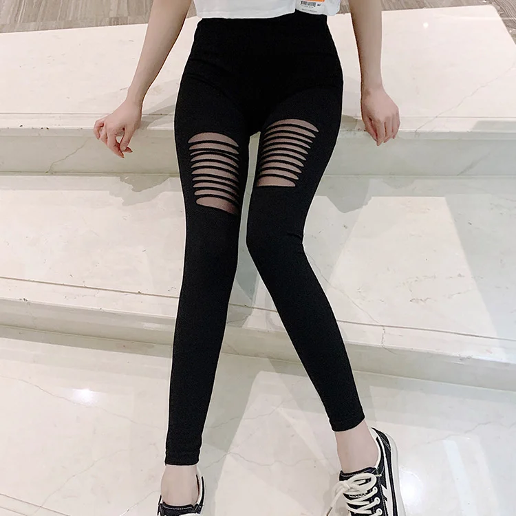 

Женские кружевные тонкие сетчатые леггинсы из плотного хлопка, большие эластичные брюки, женские черные обтягивающие эластичные леггинсы