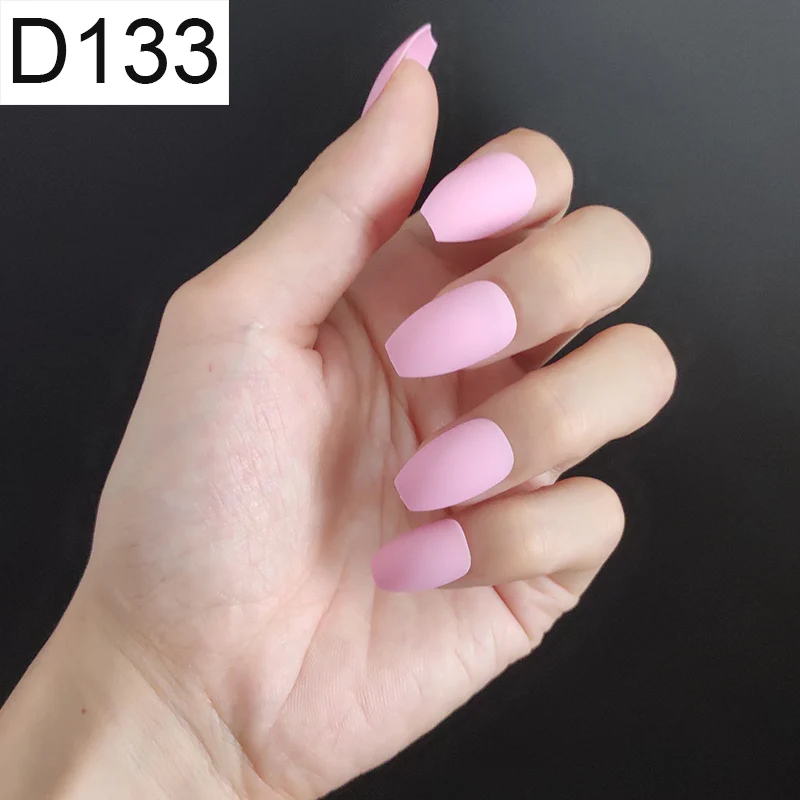 D133 Ballerina x 1P 24 шт./компл. стилет балерина гроб круглый овальной формы с полным покрытием матовая накладные ногти для ног, мягкая на ощупь, накладные ногти искусственные ногти Нейл Арта, набор - Цвет: D133 Ballerina x 1P