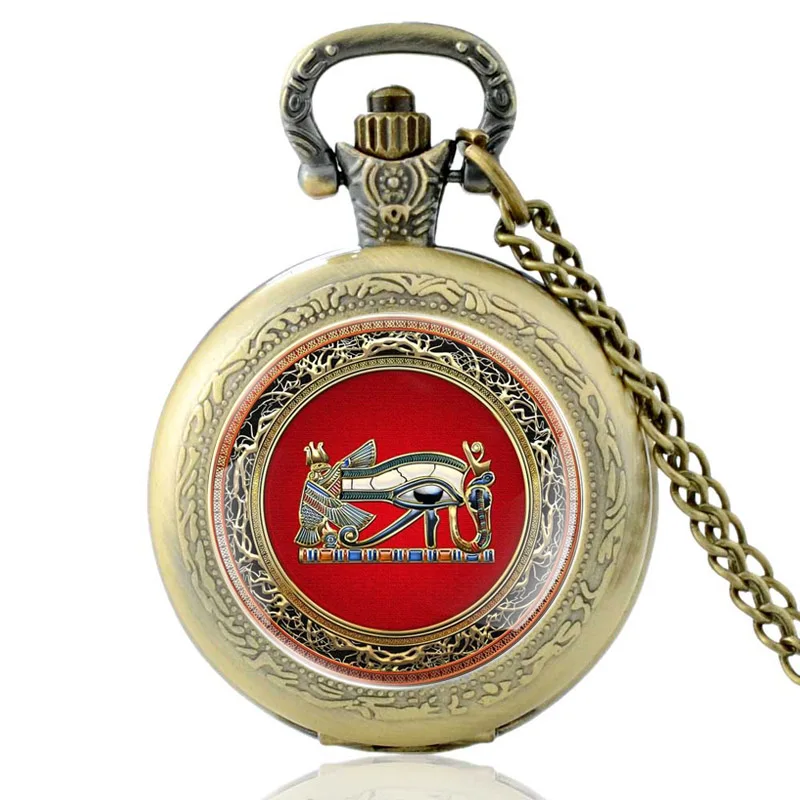 

Vintage Mysterious The Eye of Horus Quartz Pocket Watch Bronze Reto Men Women Pendant Necklace Jewelry Gifts